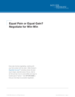 Equal Pain or Equal Gain? Negotiate for Win-Win