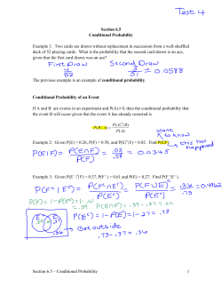 Section 6.5 &ndash; Conditional Probability 1 Section 6.5 Conditional