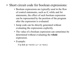 Lecture 21: Short circuit code and code generation for control flow