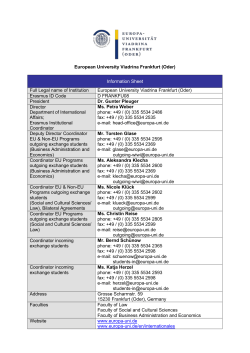 1 European University Viadrina Frankfurt (Oder) Information Sheet