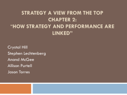 Chapter 2: Strategy a View from the Top How Strategy and