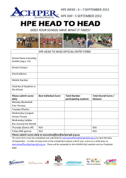 HPE HEAD TO HEAD REGISTRATION FORM