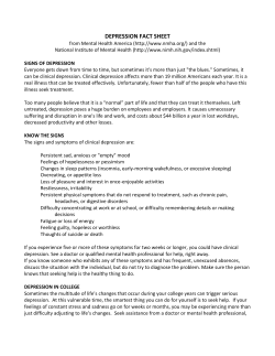 MENTAL HEALTH: DEPRESSION FACT SHEET from
