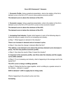 Econ 2010 Homework 7 Answers 1. Economic Profits: Using a