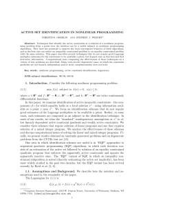 ACTIVE SET IDENTIFICATION IN NONLINEAR PROGRAMMING 1