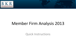 Member Firm Analysis 2013