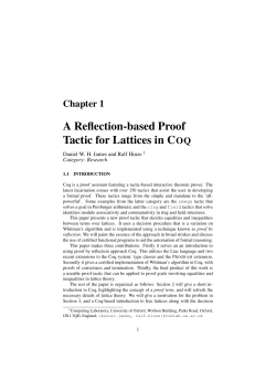 A Reflection-based Proof Tactic for Lattices in COQ