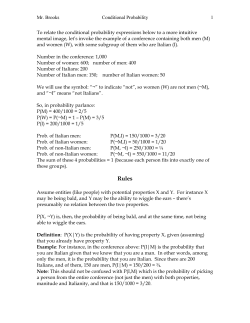 Mr. Brooks Conditional Probability 1 To relate the conditional