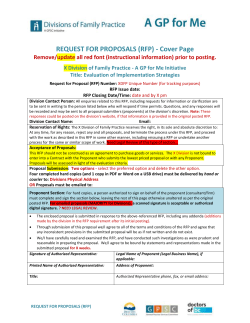 Sample RFP - Divisions of Family Practice