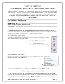 Summary of Care Data Reconcillation Process and Procedure