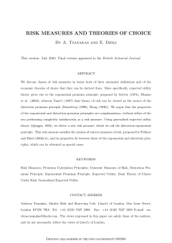 risk measures and theories of choice