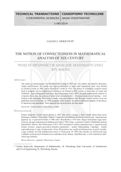 the notion of connectedness in mathematical analysis of xix century
