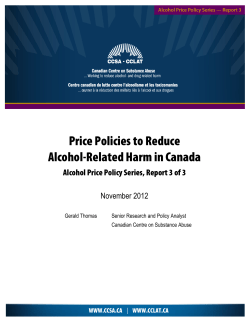 Price Policies to Reduce Alcohol-Related Harm in Canada: Alcohol