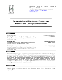 Corporate Social Disclosure: Explanatory Theories