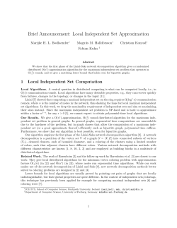 Brief Announcement: Local Independent Set