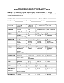 DRUG AND ALCOHOL TESTING &ndash; IMPAIRMENT CHECKLIST