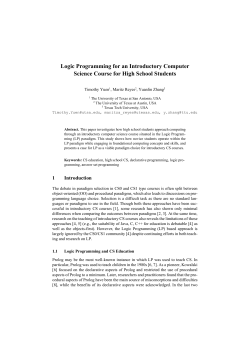 Logic Programming for an Introductory Computer Science