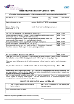 Flu immunisation consent form