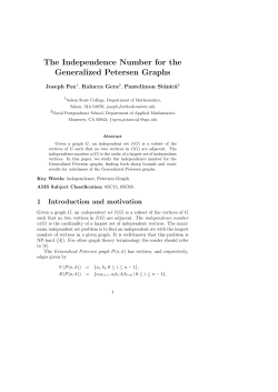 The Independence Number for the Generalized Petersen Graphs