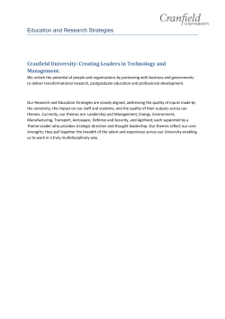 Education and Research Strategies Cranfield University: Creating