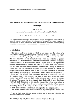 TAX DESIGN IN THE PRESENCE OF IMPERFECT COMPETITION