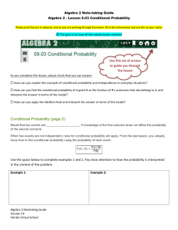 Algebra 2 - Lesson 9.03 Conditional Probability