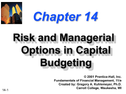 Chapter 14 -- Risk and Managerial Options in Capital Budgeting