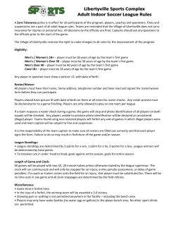 Adult Soccer League Rules - Libertyville Sports Complex