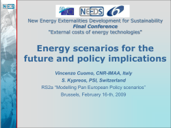 Energy scenarios for the future and policy