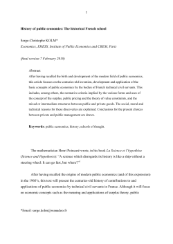 History of public economics: The historical - Serge