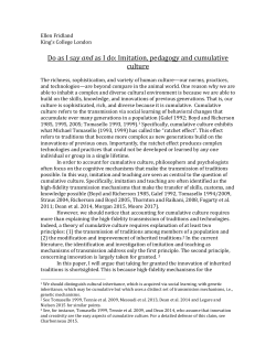 Imitation, pedagogy and cumulative culture