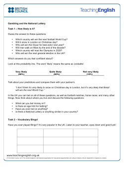 Gambling and the National Lottery Task 1 &ndash; How likely is it? Guess