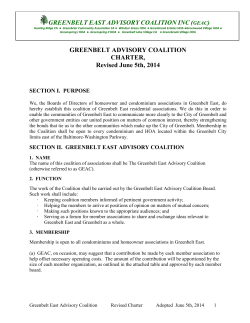 GREENBELT ADVISORY COALITION CHARTER, Revised June 5th