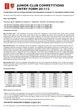 Junior Competitions Entry Form