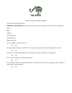 APPLICATION FOR EMPLOYMENT