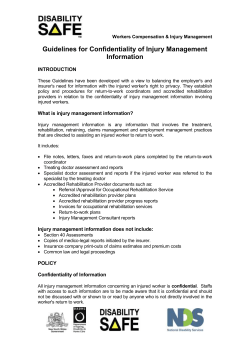 Guidelines for Confidentiality of Injury Management Information