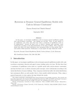 Hysteresis in Dynamic General Equilibrium Models