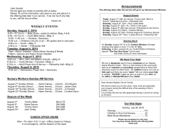 Dear Frineds - Norwich Baptist Church WELCOME