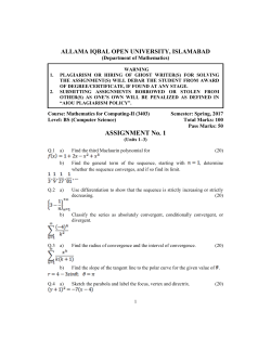 Course: Mathematics for Computing-II (3403) Semester: Spring, 2017