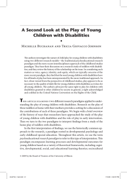A Second Look at the Play of Young Children with Disabilities