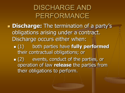 DISCHARGE AND PERFORMANCE