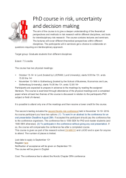PhD course in risk, uncertainty and decision making