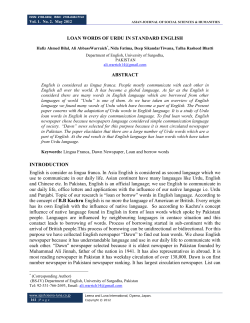 LOAN WORDS OF URDU IN STANDARD ENGLISH ABSTRACT