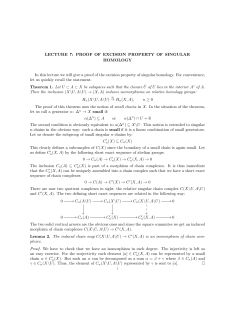 LECTURE 7: PROOF OF EXCISION PROPERTY OF SINGULAR