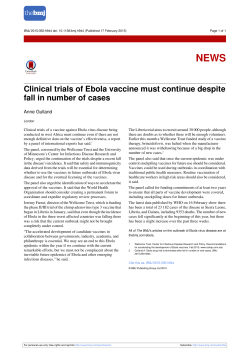 Clinical trials of Ebola vaccine must continue despite fall in number
