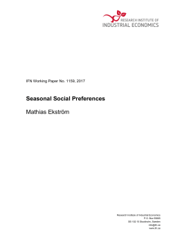 Seasonal Social Preferences Mathias Ekström