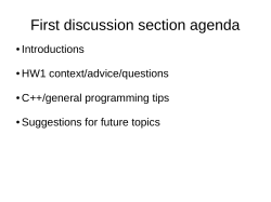 First discussion section agenda