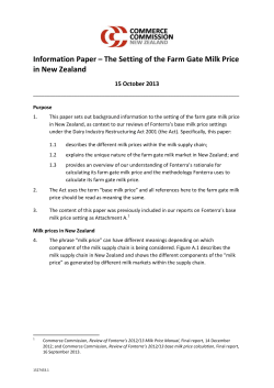 Information Paper &ndash; The Setting of the Farm Gate Milk Price in New
