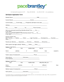 Admission Application Form