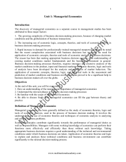 Unit 1: Managerial Economics - Multinational Business Academy